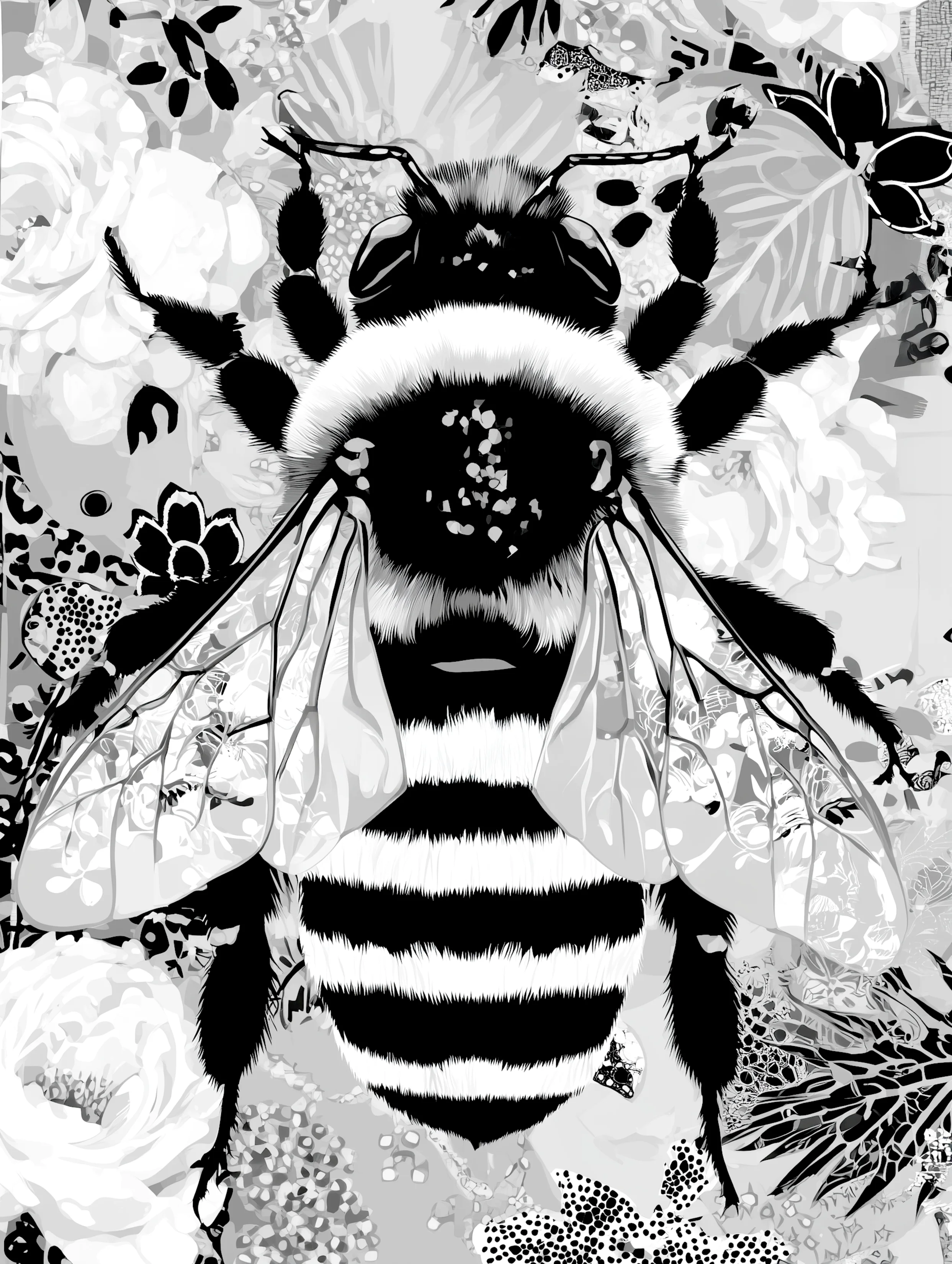 Free printable bee coloring page for adults featuring a bee coloring page